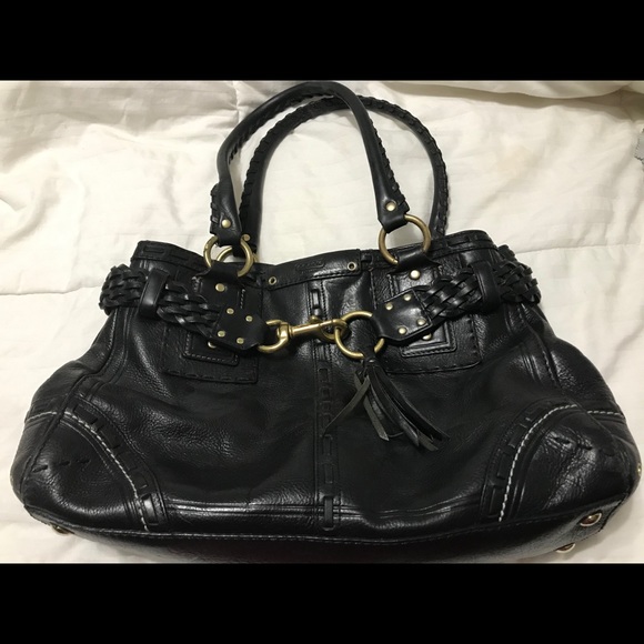 COACH HAMPTONS VINTAGE BLACK LEATHER CARRYALL BAG - Picture 3 of 10